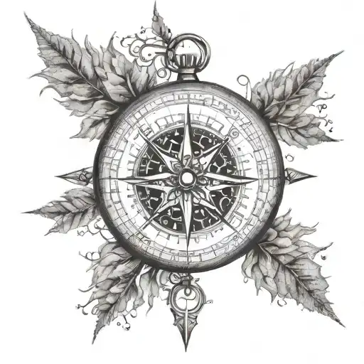 Compass With A Tree Intertwined