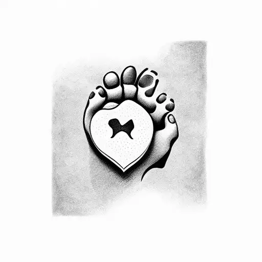 Baby Foot With Dog Paw To Form Heart