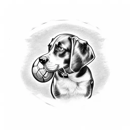 A Dog Wearing A Football Jersey And Holding A Dart