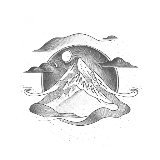 A Stylized Depiction Of A Rope Coiled Into The Shape Of A Mountain Range