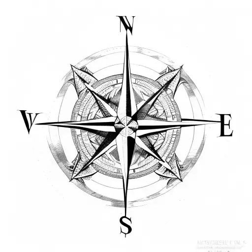 Compass With Geometric Forms And Lines