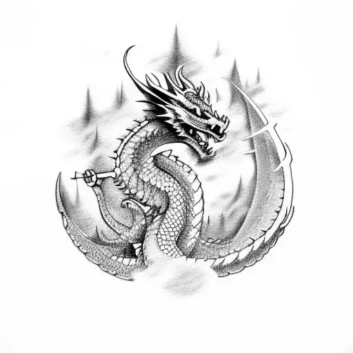 Dragon With Text 'Justus'