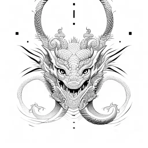 Creating A Minimalist And Geometric Representation Of The Dragon Dog And Snake Intertwined