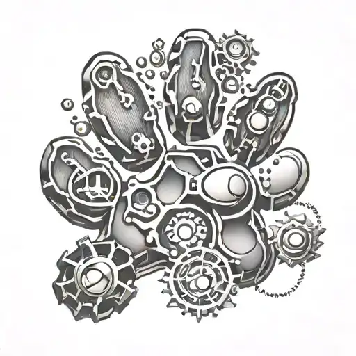 A Dog Paw Print Made Up Of Various Mechanical Tools