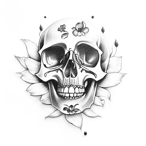 Big Flowers And Skull