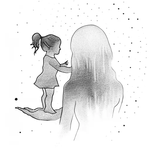 A Silhouette Of A Mother And Daughter Holding Hands While Watching A Beautiful Sunset