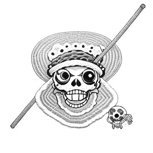 One Piece Straw Hat Logo With Light Sabers Instead Of Crossbones And A Fluffy Lamb Skull
