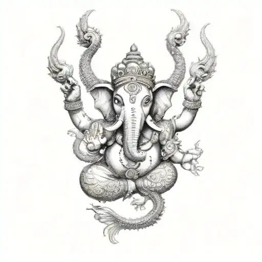 Ganesh With Dragon