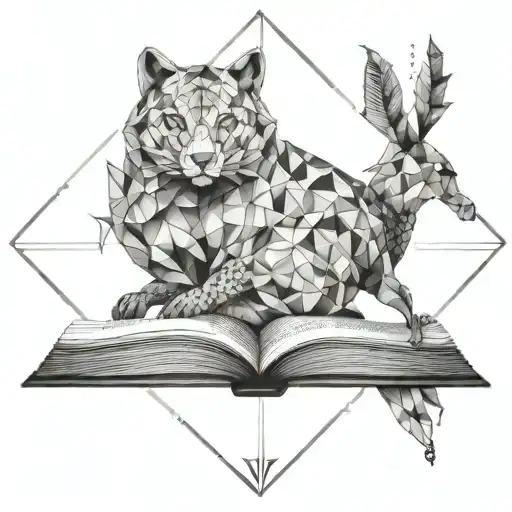 A Geometric Pattern Incorporating Animals And Book Motifs