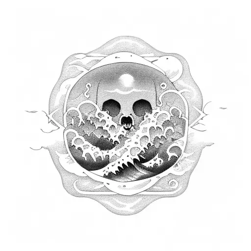 Memento Mori With Waves Sun And Mountains Incorporated