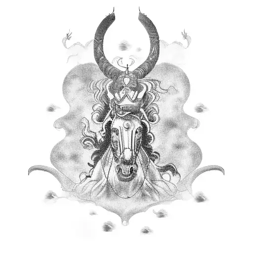 Scary Looking Chinese Mokey King Riding A Horse