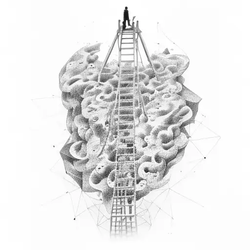 An Abstract Representation Of The Mind Climbing A Ladder Of Thoughts