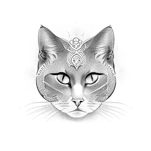 Neo Traditional Cat Tattoo