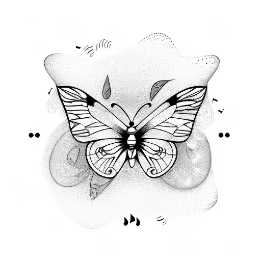 A Butterfly Emerging From A Music Note With A Trail Of Musical Notes Leading To A Mountain Peak
