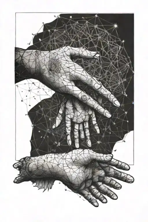 Inner Child Holding Hands Sacred Geometry Patterns In Background