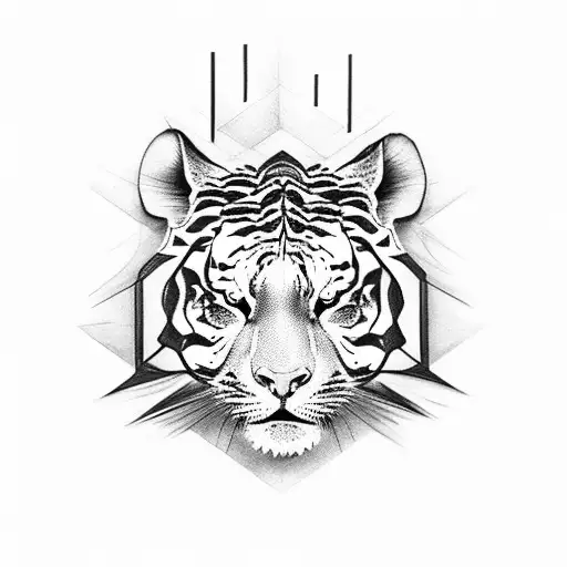 Fashion-forward Tattoo Featuring A Tiger Wearing Balenciaga
