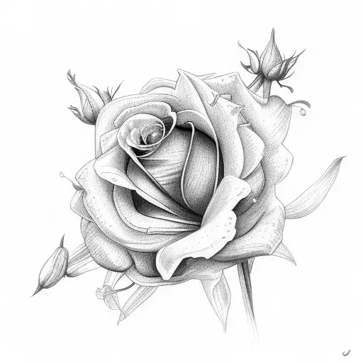 Rose And Daffodil In A Bouquet Of Baby's Breath