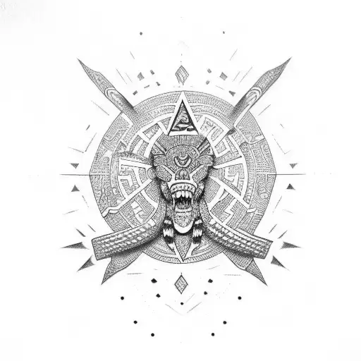 Michoacan Bold Letters With Aztec Design In Middle