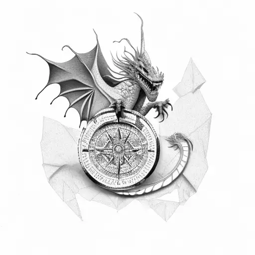 Single Dragon With Compass