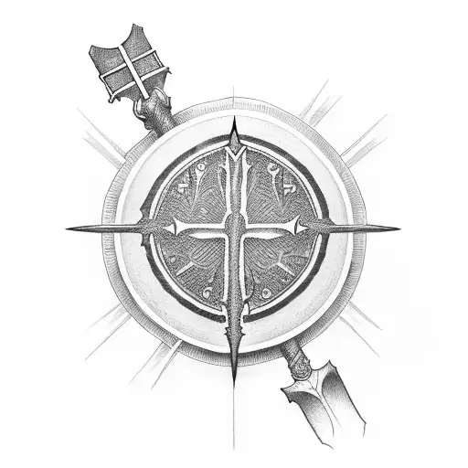 Jesus Cross With Sword And Shield