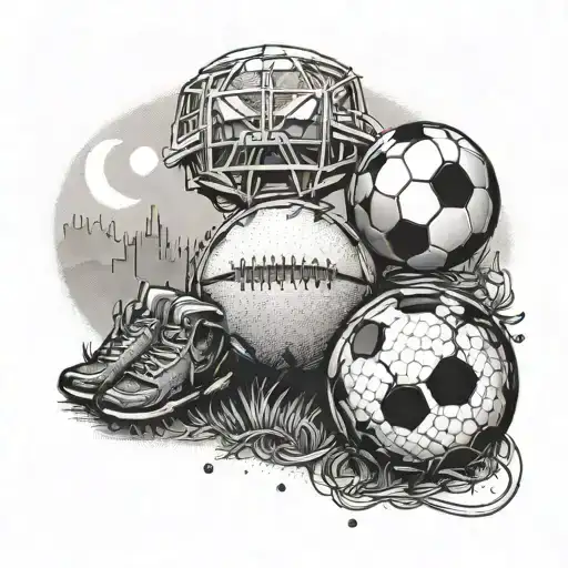 An Intricate Design Combining Football Gear And Outdoor Scenery