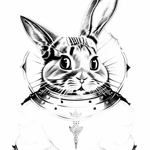 Bunny And Cat Within Armor As Knights With Swords Tattoo