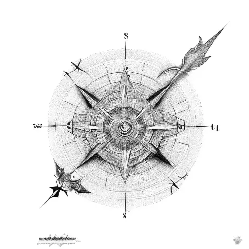 Single Dragon With Compass