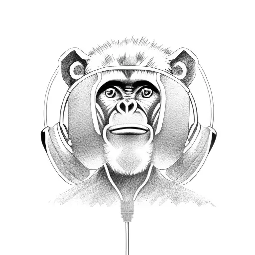 A Bonobo Monkey Wearing Gaming Headphones