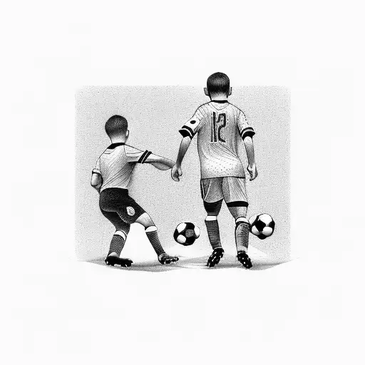 Dad And Son At Soccer Game