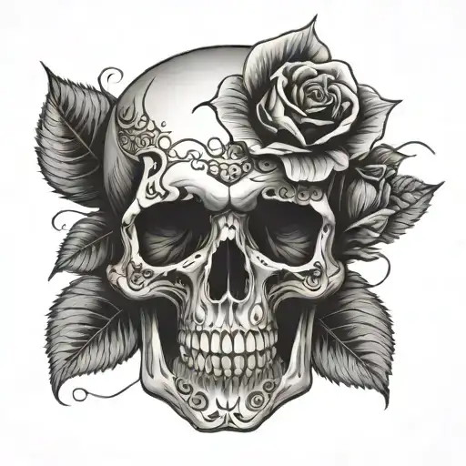 Skull With Rose Growing