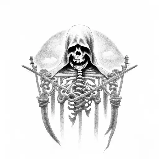 Gravestone With The Image Of The Grim Reaper On It