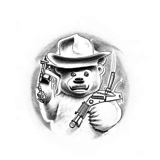 Smokey The Bear Fireing A Tommy Gun