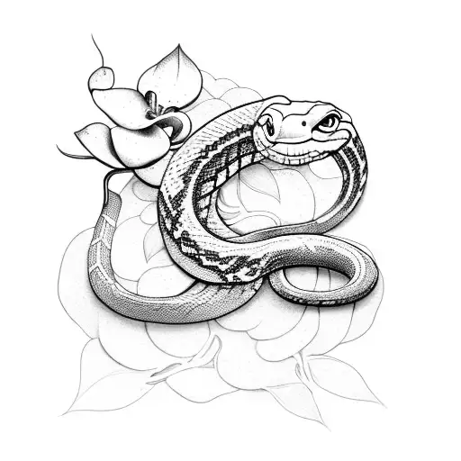 Snake With Orchids