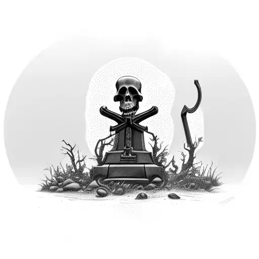 Gravestone With The Image Of The Grim Reaper On It