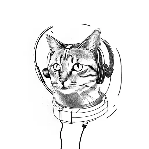 A Cat Wearing Headphones And Djing On A Turntable