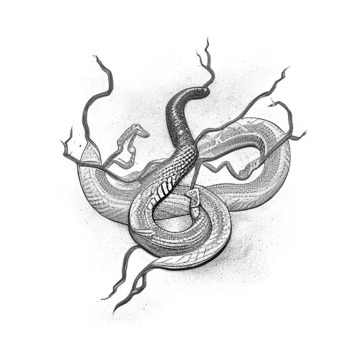 Adrenaline Symbol Transformed Into A Snake Wrapped Around A Lightning Bolt