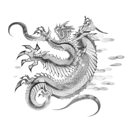 Watercolor Japanese Dragon