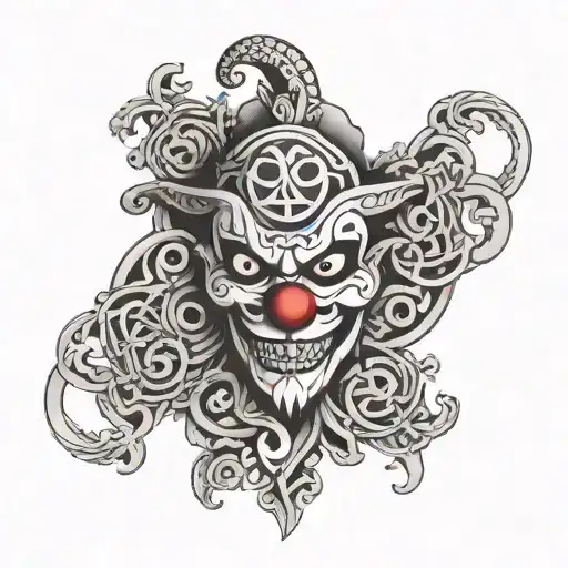 A Juggalo-inspired Tattoo Featuring Celtic Symbols Intertwined With Clown Motifs