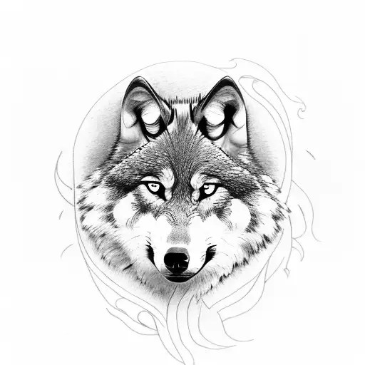 Wolf And Lily Flower Dark Coming Into Light