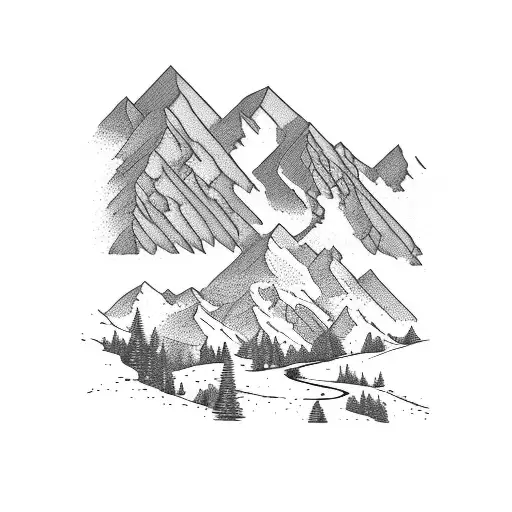 Mountain Scene In Rectangle
