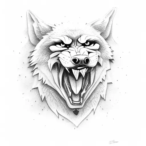 An Angry But Closed Mouth Wolf Head Looking Down To You Surronded By Trees In The Snow