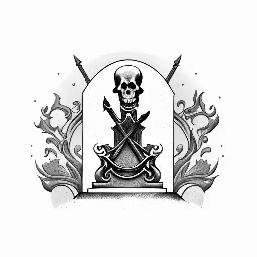 Gravestone With The Image Of The Grim Reaper On It