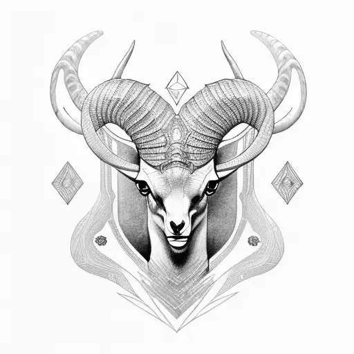 Ibex With A Fish Geometric