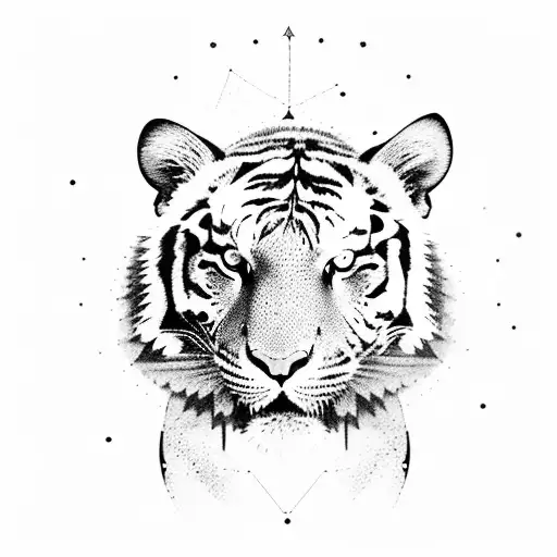 A Majestic Tiger Surrounded By Constellations