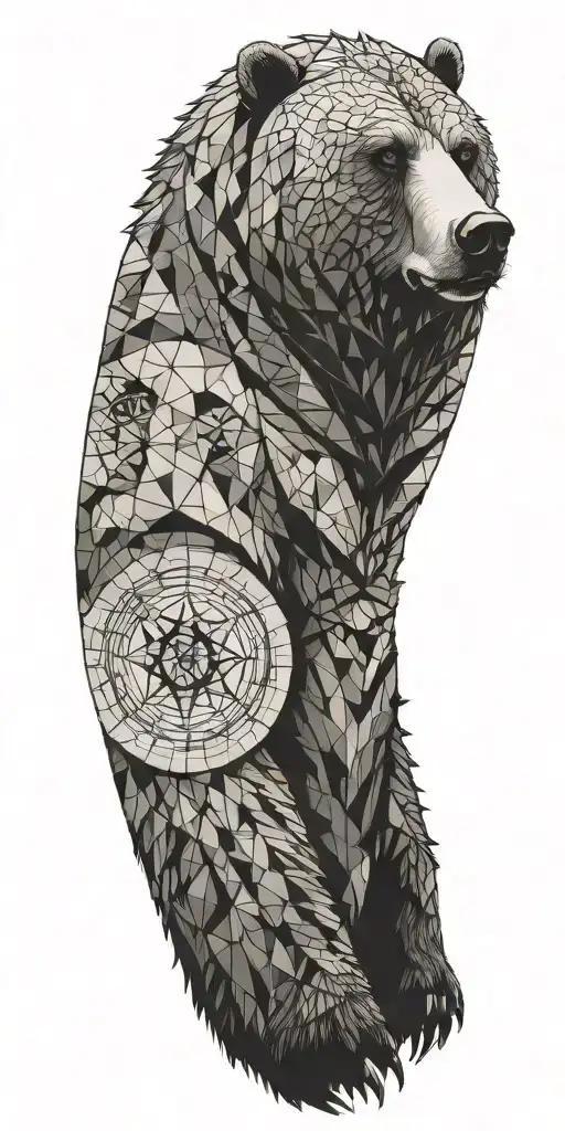 Grizzly Bear Armour With Geometrical Design Incorporating A Compass