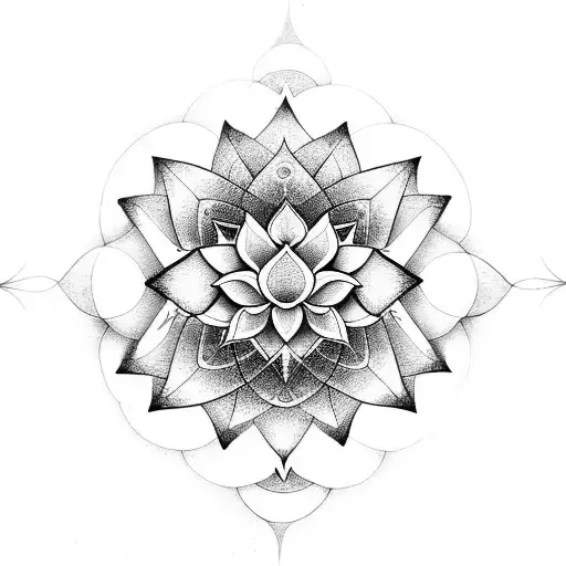 Sacred Geometry With Lotus Flower