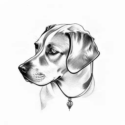 Dog And Person With Red Ribbon