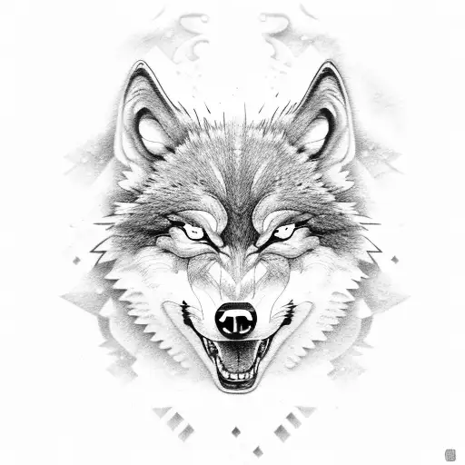 An Angry Wolf Head Looking Down To You Surronded By Trees In The Snow