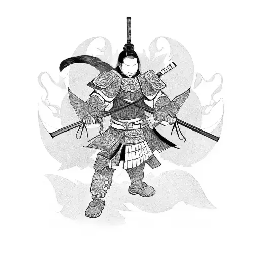 Japanase Warrior With Leafs