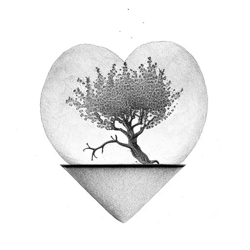 A Tree Growing From A Heart-shaped Pot Symbolizing Family's Love